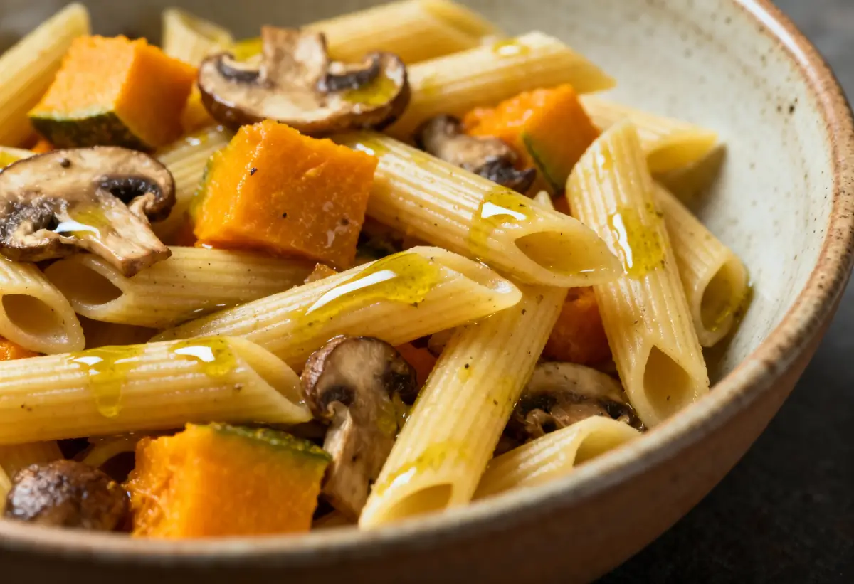 One-pot pasta potimarron & champignons