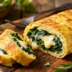Omelette roulée épinards-fromage