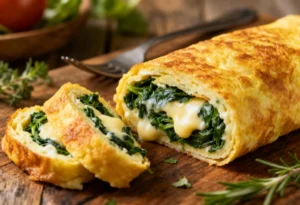 Omelette roulée épinards-fromage