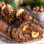 Bûche banane chocolat sans gluten (moelleuse et très gourmande)