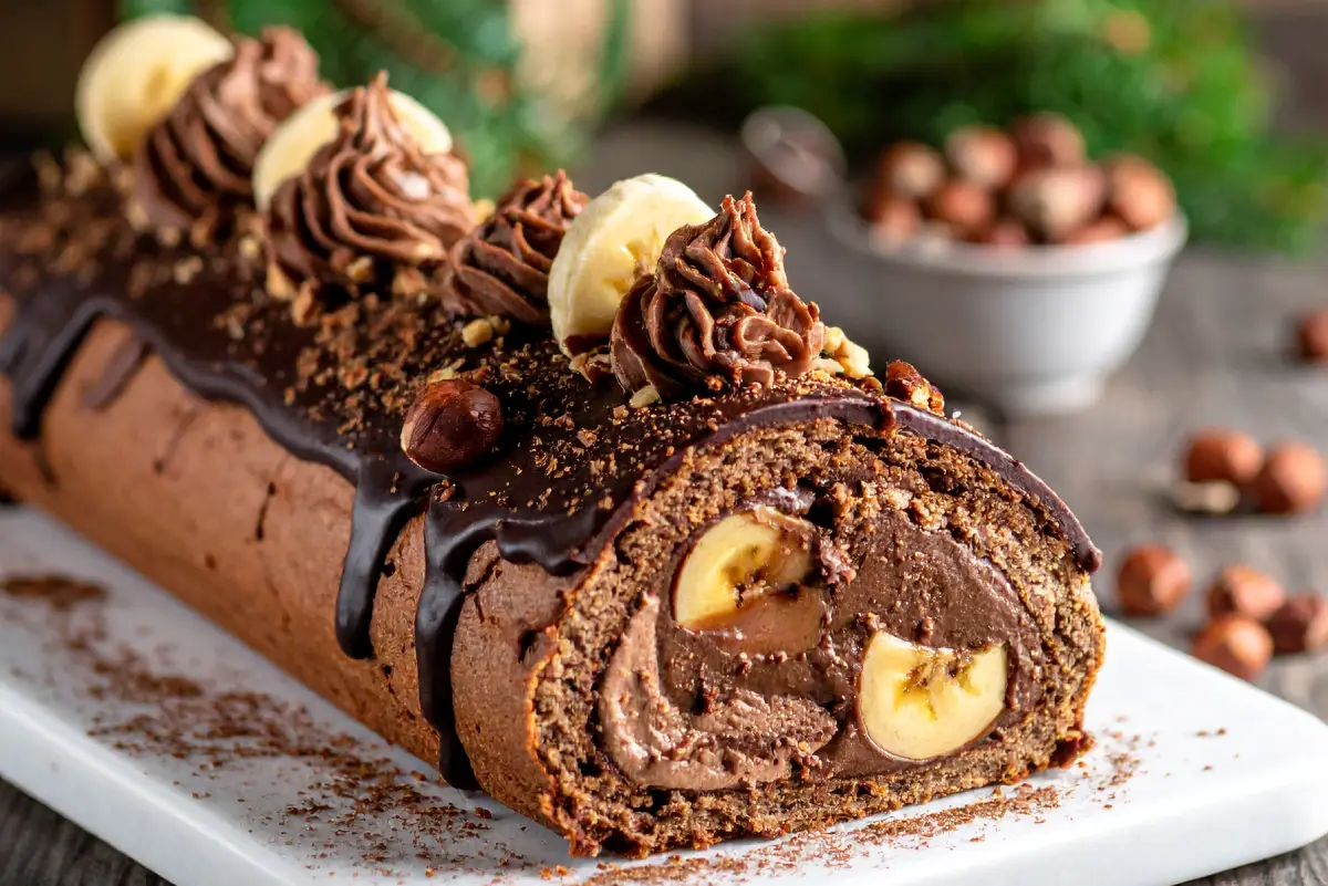Bûche banane chocolat sans gluten (moelleuse et très gourmande) : 7 secrets irrésistibles pour une bûche parfaite