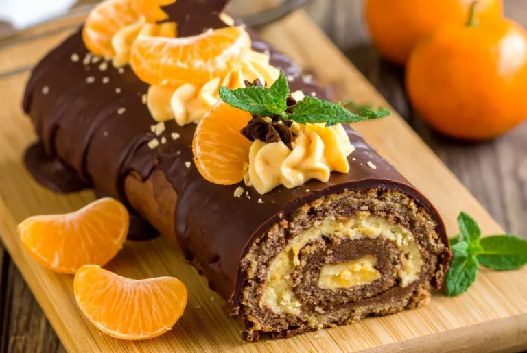 Bûche de Noël chocolat mandarine (gourmande et parfumée)