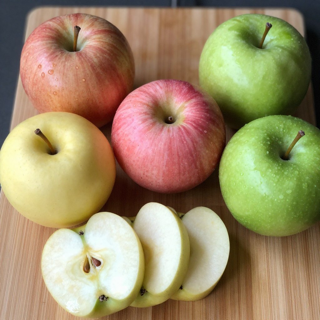 Différentes variétés de pommes pour gâteau aux pommes : Reinette, Golden, Pink Lady et Granny Smith