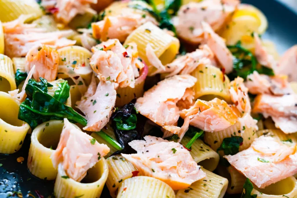 gratin de pâtes aux épinard et saumon