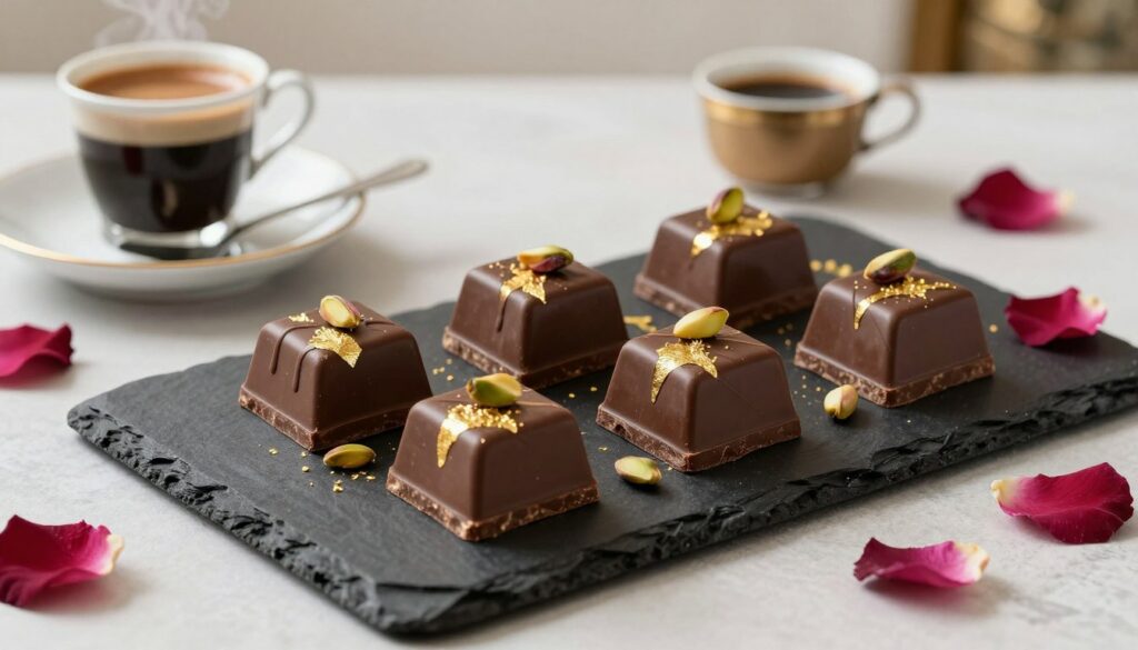 Présentation élégante du chocolat dubai fait maison