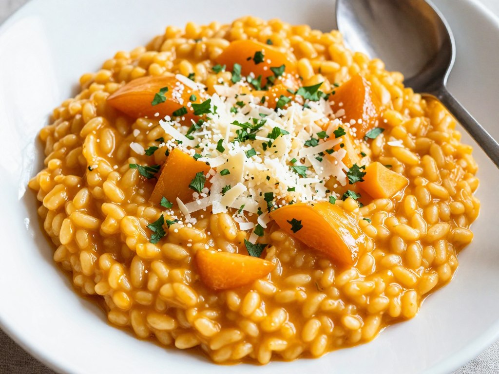 Risotto crémeux au potimarron avec parmesan Risotto crémeux au potimarron avec parmesan