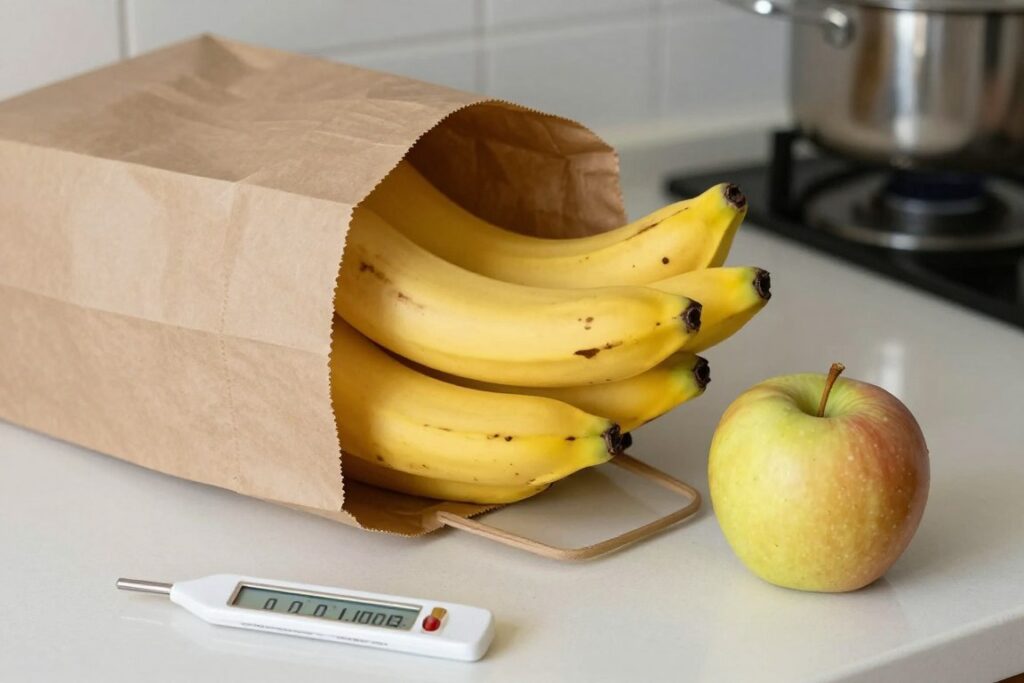 Technique pour faire mûrir les bananes dans un sac en papier pour banana bread Technique pour faire mûrir les bananes dans un sac en papier pour banana bread